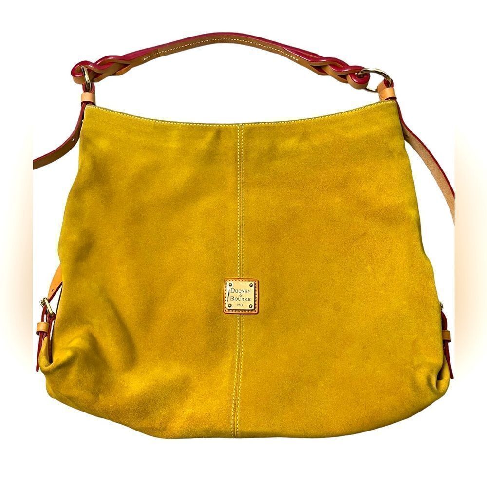 Vintage Dooney & Bourke Oversized Golden Suede Hobo Shoulder Bag Pre-Loved Cond - Picture 5 of 8